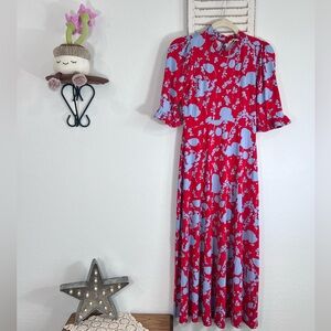 NWOT BODEN BLUE AND RED SMALL MAXI DRESS